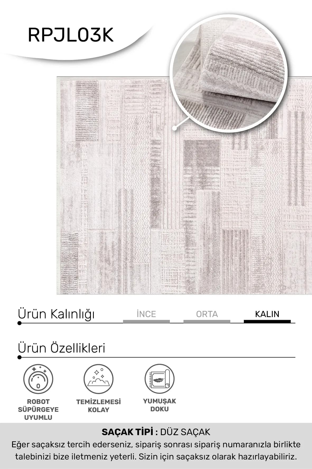 JALURA-Vizon/Bej- Özel Ölçü-Salon,Oturma Odası, Koridor Halısı-Robot Süpürgeye Uyumlu-Kolay Temizlenebilir-Uygun Fiyat